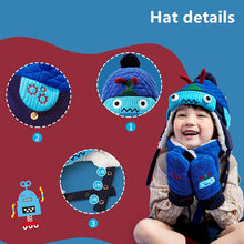 Load image into Gallery viewer, Dinosaur Unicorn Style Kids Winter Hats &amp; Scarfs Baby Winter Cap Children Warm Gloves For Boys Girls Suit Hat Scarf And Gloves
