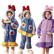 Load image into Gallery viewer, Disney Kids Sleepwear Winter Flannel Soft Warm Girls Pajamas Set Children Nightgown Long Sleeve Hooded Pyjamas Cartoon Homewear
