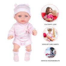 Load image into Gallery viewer, Doll Girl Soft Full Body Toy Model Baby Reborn Baby Doll Vinyl Toddler with Big Eyes Hat Realistic Baby Toy Kids Gift
