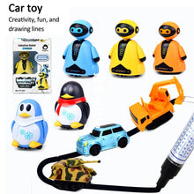 Load image into Gallery viewer, Draw Lines Follow Toy Magical Pen Inductive Kids Baby Truck Tank Toy Mini RC Robot Engineering Vehicle Car Follow Penguin Gift
