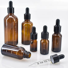 Load image into Gallery viewer, 10pcs Dropper Bottles with Scale 5ml-100ml Reagent Eye Drop Amber Glass Aromatherapy Liquid Pipette Bottle Refillable Bottles Travel
