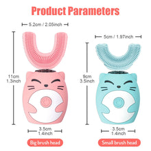 Load image into Gallery viewer, Electric Toothbrush for Kids U-shaped Smart 360 Degrees Silicon Automatic Ultrasonic Teeth Tooth Brush Cute Cartoon for Children
