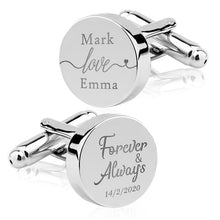 Load image into Gallery viewer, Engrave Initial Cufflinks for Wedding Birthday Groomsmen Gift Stainless Steel Cufflinks Statement Jewelry
