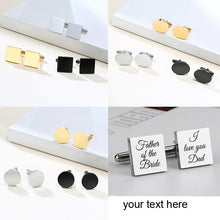 Load image into Gallery viewer, Engrave Initial Cufflinks for Wedding Birthday Groomsmen Gift Stainless Steel Cufflinks Statement Jewelry
