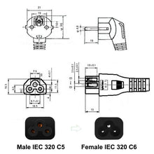 Load image into Gallery viewer, Power Cord Cable Euro IEC C5 Power Extension Cable 1.2m 6ft Laptop AC Power Cable For HP Dell Lenovo Notebook LG TV Printer
