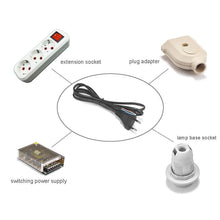 Load image into Gallery viewer, Plug Power Cable 0.5m 1m 1.5m 2m 10ft Pigtail Electric Wire Euro Power Supply Cord AC Cable For Extension Socket Lamp Project
