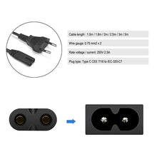 Load image into Gallery viewer, Power Cable 2pin IEC320 C7 Power Extension Cord For Dell Laptop Charger Canon Epson Printer Radio Speaker PS4 XBOX One S
