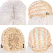 Load image into Gallery viewer, White Ladies Long Straight Hair With Bangs Cosplay 28 Inch Pure White Wig Anime Lolita Heat Resistant Fiber Synthetic Wig
