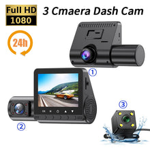 Load image into Gallery viewer, FHD 1080P Dash Cam 3-Lens Car DVR 24H Parking Monitoring Video DashCam 3 Channel Video Recorder Three Way Black Box
