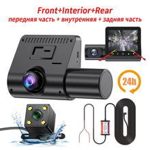 Load image into Gallery viewer, FHD 1080P Dash Cam 3-Lens Car DVR 24H Parking Monitoring Video DashCam 3 Channel Video Recorder Three Way Black Box
