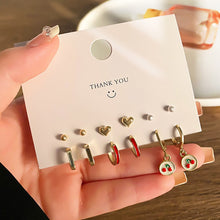 Load image into Gallery viewer, Korean Fashion Metal Love Heart Circle Drop Small Earrings for Women Trend Pendant Piercing Earrings Set Jewelry
