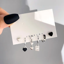 Load image into Gallery viewer, Korean Fashion Metal Love Heart Circle Drop Small Earrings for Women Trend Pendant Piercing Earrings Set Jewelry
