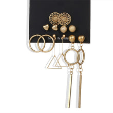 Load image into Gallery viewer, Women's Earrings Set Pearl Earrings For Women Bohemian Fashion Jewelry 2020 Geometric Crystal Heart Stud Earrings
