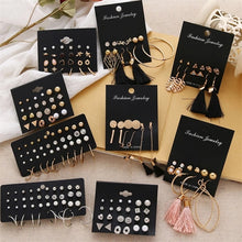 Load image into Gallery viewer, Women's Earrings Set Pearl Earrings For Women Bohemian Fashion Jewelry 2020 Geometric Crystal Heart Stud Earrings
