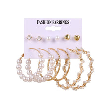 Load image into Gallery viewer, Women's Earrings Set Pearl Earrings For Women Bohemian Fashion Jewelry 2020 Geometric Crystal Heart Stud Earrings
