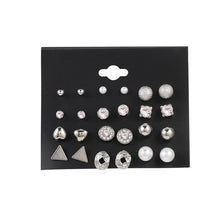 Load image into Gallery viewer, Women's Earrings Set Pearl Earrings For Women Bohemian Fashion Jewelry 2020 Geometric Crystal Heart Stud Earrings
