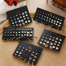 Load image into Gallery viewer, Women's Earrings Set Pearl Earrings For Women Bohemian Fashion Jewelry 2020 Geometric Crystal Heart Stud Earrings
