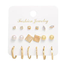 Load image into Gallery viewer, Women's Earrings Set Pearl Earrings For Women Bohemian Fashion Jewelry 2020 Geometric Crystal Heart Stud Earrings
