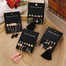 Load image into Gallery viewer, Women's Earrings Set Pearl Earrings For Women Bohemian Fashion Jewelry 2020 Geometric Crystal Heart Stud Earrings
