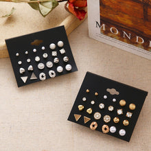 Load image into Gallery viewer, Women's Earrings Set Pearl Earrings For Women Bohemian Fashion Jewelry 2020 Geometric Crystal Heart Stud Earrings
