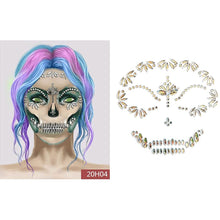 Load image into Gallery viewer, Facial makeup Sticker Special Waterproof Face tattoo Day of The Dead Skull Face dress up Halloween Temporary Tattoo Stickers
