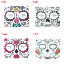 Load image into Gallery viewer, Facial makeup Sticker Special Waterproof Face tattoo Day of The Dead Skull Face dress up Halloween Temporary Tattoo Stickers
