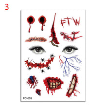 Load image into Gallery viewer, Facial makeup Sticker Special Waterproof Face tattoo Day of The Dead Skull Face dress up Halloween Temporary Tattoo Stickers
