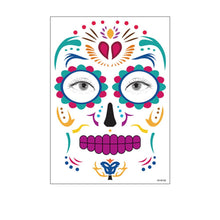 Load image into Gallery viewer, Facial makeup Sticker Special Waterproof Face tattoo Day of The Dead Skull Face dress up Halloween Temporary Tattoo Stickers
