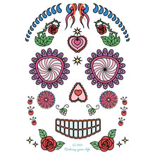 Load image into Gallery viewer, Facial makeup Sticker Special Waterproof Face tattoo Day of The Dead Skull Face dress up Halloween Temporary Tattoo Stickers
