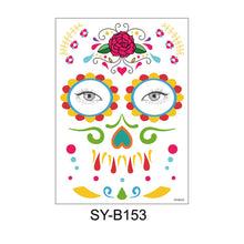 Load image into Gallery viewer, Facial makeup Sticker Special Waterproof Face tattoo Day of The Dead Skull Face dress up Halloween Temporary Tattoo Stickers

