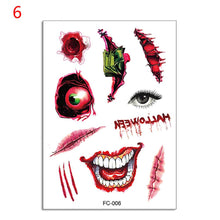 Load image into Gallery viewer, Facial makeup Sticker Special Waterproof Face tattoo Day of The Dead Skull Face dress up Halloween Temporary Tattoo Stickers
