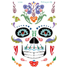 Load image into Gallery viewer, Facial makeup Sticker Special Waterproof Face tattoo Day of The Dead Skull Face dress up Halloween Temporary Tattoo Stickers
