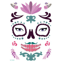 Load image into Gallery viewer, Facial makeup Sticker Special Waterproof Face tattoo Day of The Dead Skull Face dress up Halloween Temporary Tattoo Stickers
