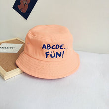 Load image into Gallery viewer, Casual Children's Bucket Hats Letter Decor Cotton Panama Cap Girls Boys Outdoor Beach Sun Hat  Camping Fishing Cap
