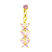 Load image into Gallery viewer, Fashion Faux Body Piercing Jewelry Fake Belly Piercing Butterfly Navel Rings CZ Clip on Belly Button Ring Non Piercing Jewelry
