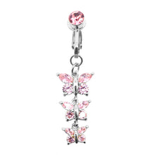 Load image into Gallery viewer, Fashion Faux Body Piercing Jewelry Fake Belly Piercing Butterfly Navel Rings CZ Clip on Belly Button Ring Non Piercing Jewelry
