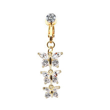 Load image into Gallery viewer, Fashion Faux Body Piercing Jewelry Fake Belly Piercing Butterfly Navel Rings CZ Clip on Belly Button Ring Non Piercing Jewelry

