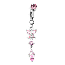 Load image into Gallery viewer, Fashion Faux Body Piercing Jewelry Fake Belly Piercing Butterfly Navel Rings CZ Clip on Belly Button Ring Non Piercing Jewelry
