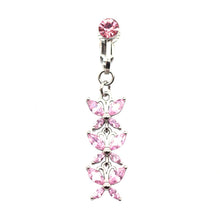 Load image into Gallery viewer, Fashion Faux Body Piercing Jewelry Fake Belly Piercing Butterfly Navel Rings CZ Clip on Belly Button Ring Non Piercing Jewelry
