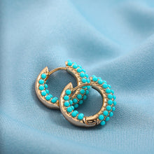 Load image into Gallery viewer, Fashion Round Beads Hoop Earrings for Women Trendy Geometric Circle Green Stone Earrings Huggies Jewelry 2023 New

