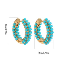 Load image into Gallery viewer, Fashion Round Beads Hoop Earrings for Women Trendy Geometric Circle Green Stone Earrings Huggies Jewelry 2023 New
