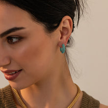 Load image into Gallery viewer, Fashion Round Beads Hoop Earrings for Women Trendy Geometric Circle Green Stone Earrings Huggies Jewelry 2023 New
