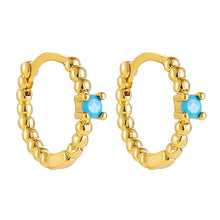 Load image into Gallery viewer, Fashion Round Beads Hoop Earrings for Women Trendy Geometric Circle Green Stone Earrings Huggies Jewelry 2023 New
