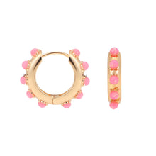 Load image into Gallery viewer, Fashion Round Beads Hoop Earrings for Women Trendy Geometric Circle Green Stone Earrings Huggies Jewelry 2023 New
