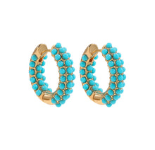 Load image into Gallery viewer, Fashion Round Beads Hoop Earrings for Women Trendy Geometric Circle Green Stone Earrings Huggies Jewelry 2023 New

