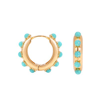 Load image into Gallery viewer, Fashion Round Beads Hoop Earrings for Women Trendy Geometric Circle Green Stone Earrings Huggies Jewelry 2023 New
