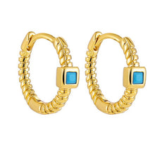 Load image into Gallery viewer, Fashion Round Beads Hoop Earrings for Women Trendy Geometric Circle Green Stone Earrings Huggies Jewelry 2023 New
