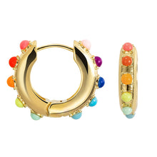 Load image into Gallery viewer, Fashion Round Beads Hoop Earrings for Women Trendy Geometric Circle Green Stone Earrings Huggies Jewelry 2023 New
