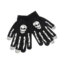 Load image into Gallery viewer, Fashion Skull Knitted Women Men Winter Scarf Skeleton Scarves Party Wraps with Black Fringe Luminous Skull Gloves
