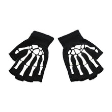 Load image into Gallery viewer, Fashion Skull Knitted Women Men Winter Scarf Skeleton Scarves Party Wraps with Black Fringe Luminous Skull Gloves
